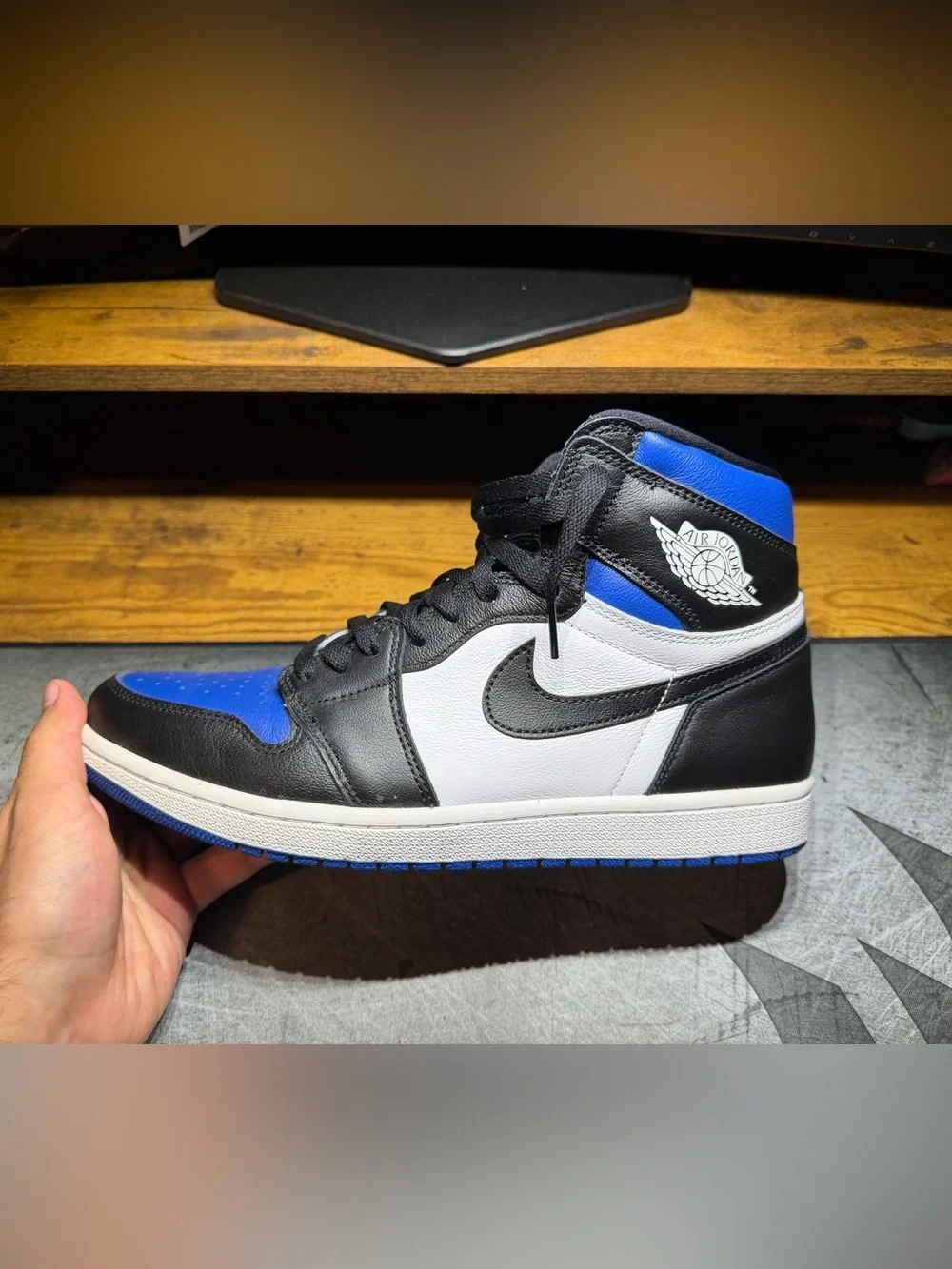 Air Jordan 1 High Royal Toe, Sneaker -Black/White/Royal Blue,Size 11